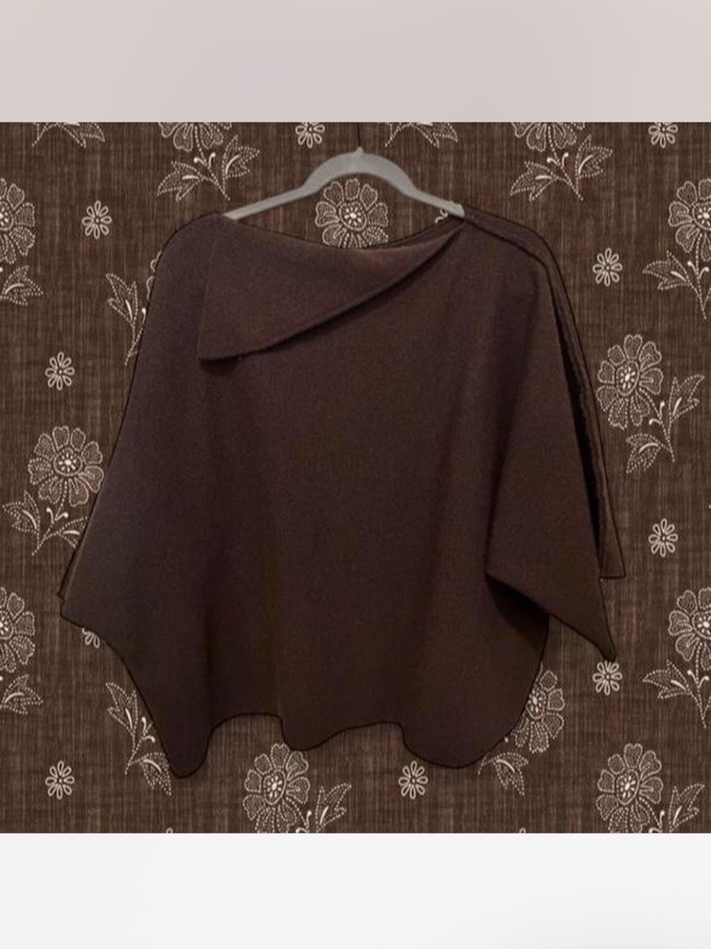 Zara Chocolate Brown Knit Poncho with Draped Neck